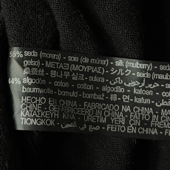 Zara Knit Silk and Cotton Blend Short Sleeve Lightweight Sweater Black Large - Picture 5 of 8
